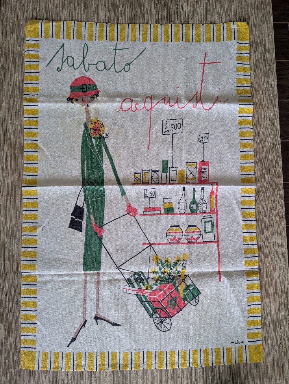 Vintage Milvia For Zucchi Italian TeaTowel